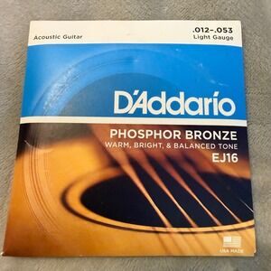 D'Addario EJ16 Phosphor Bronze Acoustic Guitar Strings Light .012-.053 Sealed‎
